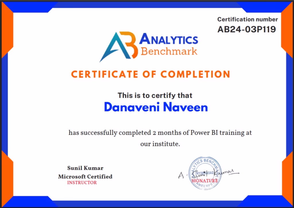 Power BI Course Completion Certification